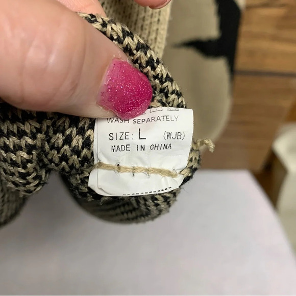 Vestidos beige/black sweater v neck size large oversized - Picture 3 of 6